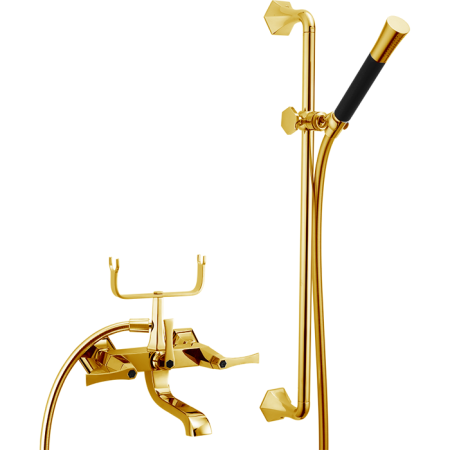 CISAL Cherie Смеситель для ванны двухрычажный, с душевым комплектом, цвет золото/черный
