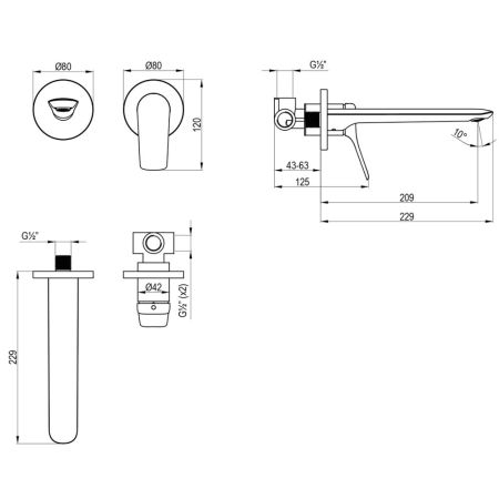 Смеситель Lemark Ortus для раковины, встраиваемый (LM11326C), артикул LM11326C
