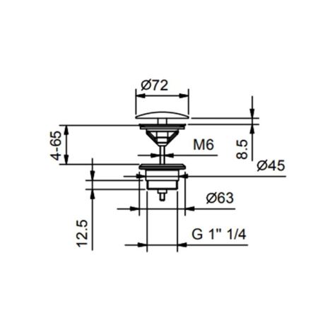 Донный клапан, Fantini, 1 1/4, диаметр, мм-72, для раковины, форма крышки-круглая, цвет-черный матовый, артикул 91 13 8435