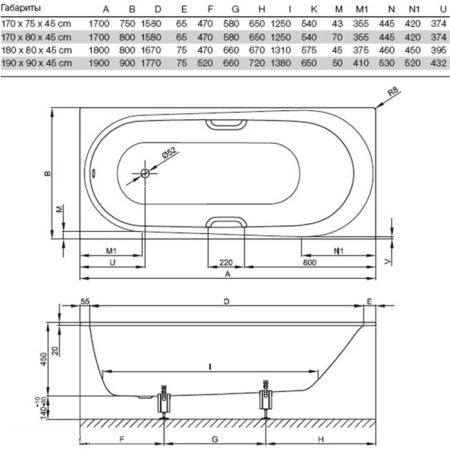 Опора для ванны, Bette, универсальная, комплект-2 штуки, артикул B23-1500