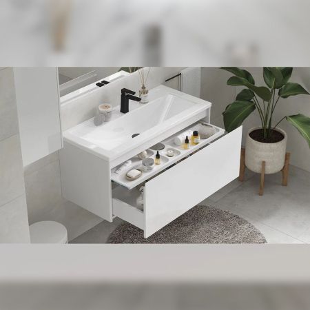 Тумба под раковину подвесная Velvex Klaufs tp.KLA.MAR.100.1Y белый, 100 см, артикул tp.KLA.MAR.100.1Y белый