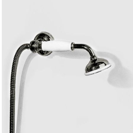 Devon лейка с гибким шлангом, выпуском-держателем настенным, ручка белая, цвет: никель блестящий, артикул UTCI220NKS