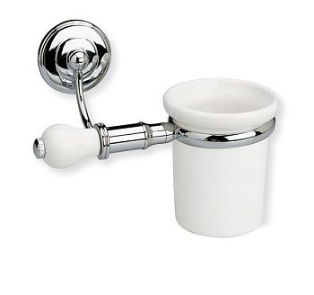 Stil Haus Nemi, настенный керамический стакан, цвет хром - белая керамика