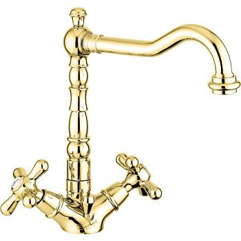 Emmevi Deco Old, двухвентильный смеситель для раковины (излив 19 см), с донным клапаном, цвет золото