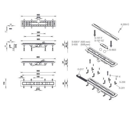 Душевой уголок Ambassador Kingston 14011104-ST8, полукруглый, линейный трап, 90х90