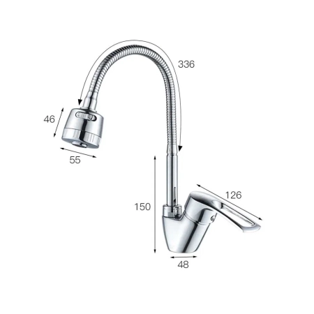 Смеситель для кухни с гибким изливом Shevanik S5143, хром, артикул S5143