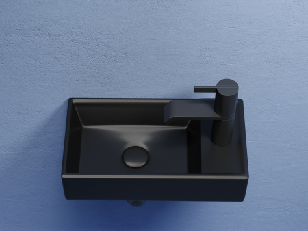 Умывальник подвесной прямоугольный (чаша слева, отверстие под смеситель справа) цвет черный матовый Элемент (Element) 407x217x100, артикул CN6051LMB