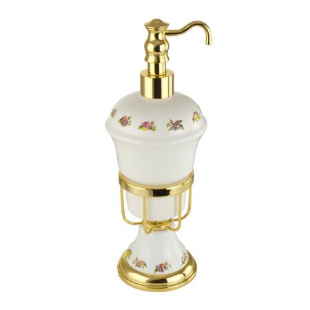 PROVANCE Дозатор жидкого мыла настольный, керамика с декором/золото, артикул 17689