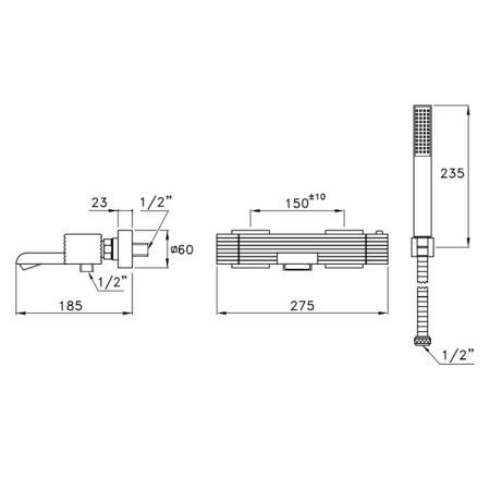 Stella Casanova Термостатический смеситель для ванны 3267TM304 с ручным душем, цвет: хром, артикул CS 02105 CR00