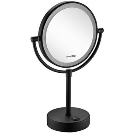 Косметическое зеркало WasserKRAFT K-1005BLACK с подсветкой с увеличением Черное