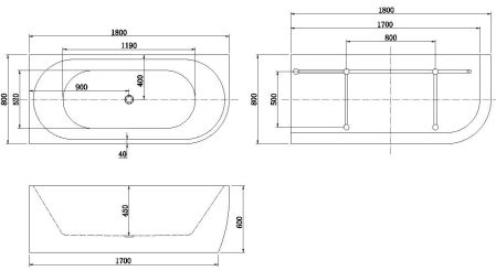 Акриловая ванна Aquanet Family Elegant A 180x80 3805-N-MW, артикул 3805-N-MW