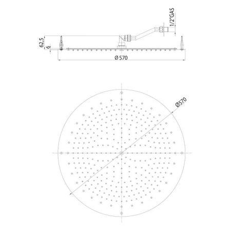 BOSSINI PARIS-OKI Верхний душ Ø 570 mm, FLAT, цвет: хром, артикул I01602.030