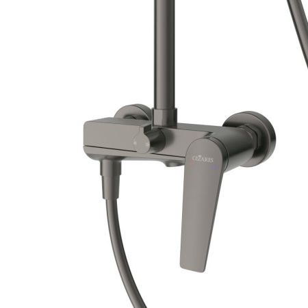 LINER-CVD-GM Душевая стойка со смесителем и изливом, исполнение оружейная сталь, артикул LINER-CVD-GM