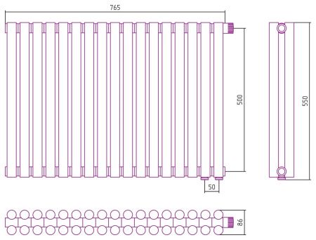 Отопительный радиатор ЭСТЕТ-11 н/ж EU50 500х765 / 17 сек (Матовый БЕЛЫЙ)
