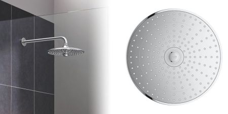 Верхний душ GROHE Euphoria 260 SmartControl с душевым кронштейном 380 мм, расход 9,5 л/мин, хром (26459000), артикул 26459000