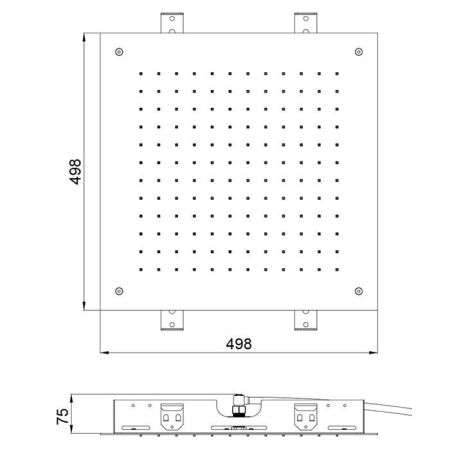 Almar Душевая лейка потолочная встраив., 500х500 мм, 1 режим, нерж. Gun Metal Brushed PVD