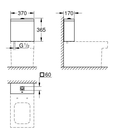 Унитаз напольный безободковый GROHE Cube Ceramic с бачком и быстросъемным сиденьем с микролифтом (NW0037), артикул NW0037