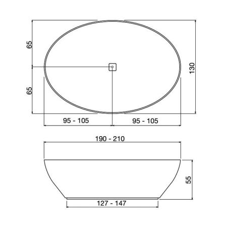 ANTONIO LUPI SOLIDEA Ванна отдельностоящая 1900х1300х550 мм., с нажимным донным клапаном, Marmo Carrara, артикул SOLIDEA190 marmo carrara