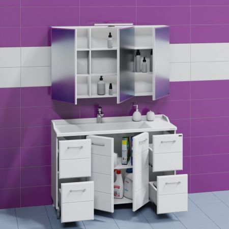 Тумба для умыв. "Омега-120" 4 ящ. напол. (Ум. Сириус 120 литой мрамор), артикул 207043