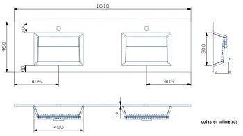 IBX, раковина двойная с усиленным матовым покрытием Solid Surface 160 см, цвет белый матовый