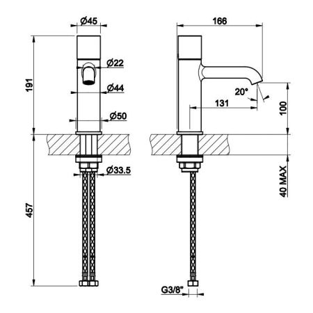 GESSI HABITO CESELLO Смеситель для раковины без донного клапана, с соединительными шлангами, цвет Finox Brushed Nickel