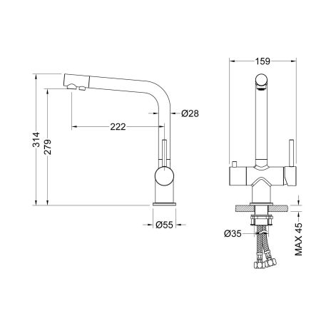Смеситель для кухни с подключением фильтра Timo Saona 2396/17F золото матовое, артикул 2396/17F