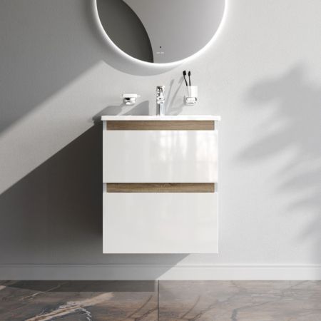 M85AFHX0552WG X-Joy, База под раковину, подвесная, 55 см, 2 ящика, белый глянец, артикул M85AFHX0552WG