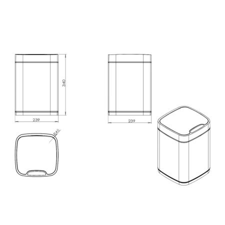 Сенсорное ведро JAVA S-883B-9DG, 9 литров, артикул S-883B-9DG