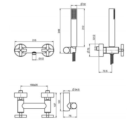 FIMA|Carlo Frattini Maxima Смеситель для душа внешнего монтажа, с душевым комплектом, цвет хром, артикул F5305CR