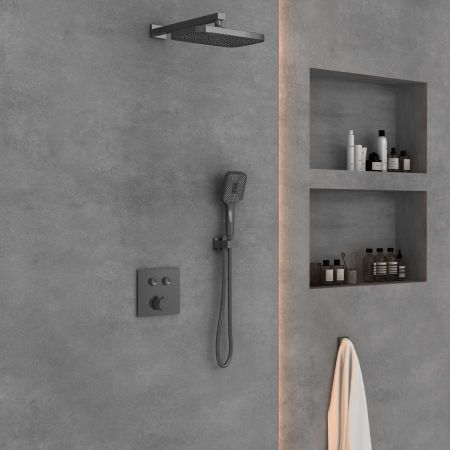 Душевой комплект VSFW-4211GM встраиваемый, 2 режима, вороненая сталь, артикул VSFW-4211GM