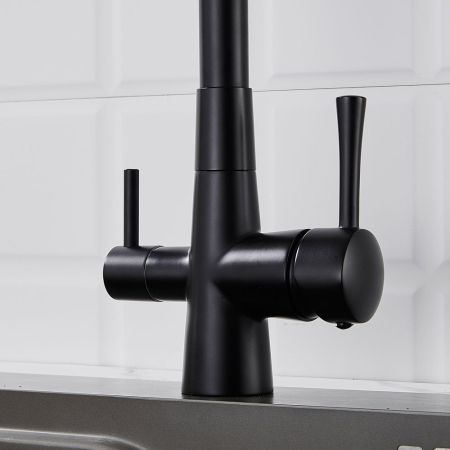 Смеситель для кухни с подключением фильтра Shevanik S428H, черный, артикул S428H