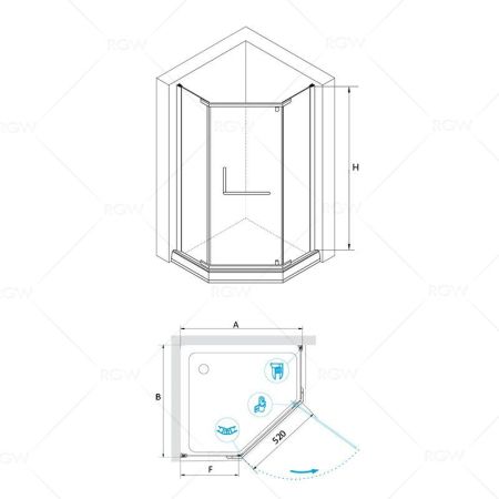 Душевой уголок RGW HO-081B (1000x1000, Прозрачное), артикул 350608100-14