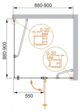 Душевой уголок CEZARES ELENA A-12, артикул ELENA-W-A-12-100-P-Cr-L