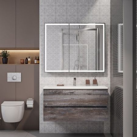 Зеркало-шкаф с подсветкой ART&MAX TECHNO AM-Tec-1000-800-2D-F-Nero, артикул AM-Tec-1000-800-2D-F-Nero