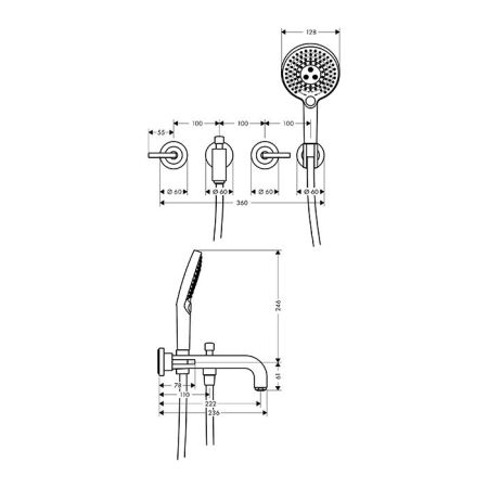 AX Citterio Смеситель для ванны , цвет шлифованная медь, артикул 39448950