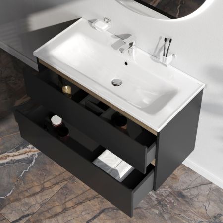 M85AFHX1002BM X-Joy, База под раковину, подвесная, 100 см, 2 ящика, черный матовый, артикул M85AFHX1002BM