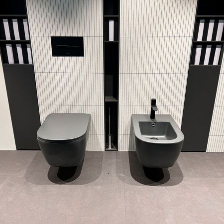 ANTONIO LUPI KOMODO Унитаз подвесной безободковый 540х360х260 мм., в комплекте с крышкой-сиденьем FLAT с системой "soft-close", цвет GRIGIO VESUVIO, артикул KOMODO1C GRIGIO VESUVIO