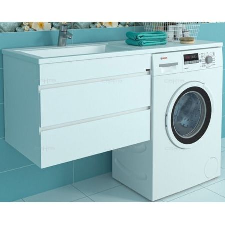 Тумба с раковиной СанТа Марс 130 L 700263+900114 подвесная Белая, артикул 700263