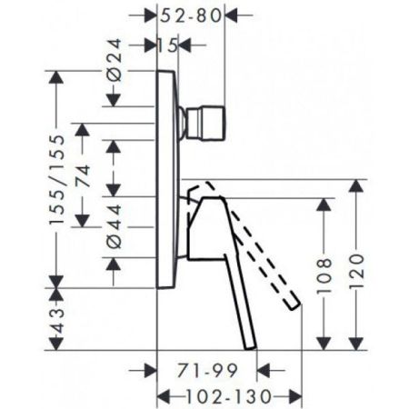 HG Logis Loop Встраиваемый смеситель для ванны с переключателем (внешняя часть), цвет: хром