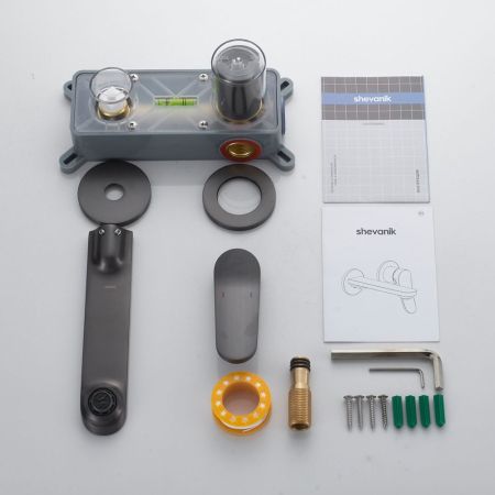 Смеситель для раковины встраиваемый Shevanik S4341T, оружейная сталь