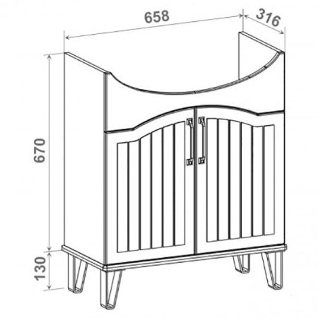Тумба под раковину Runo Марсель 70 4620750028848 Белая