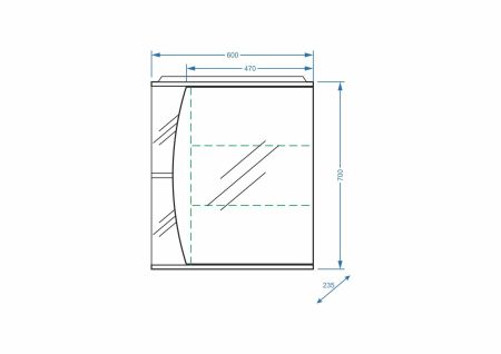 Зеркало-шкаф "Лана 60/С", правое
