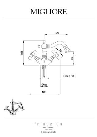 PRINCETON Смеситель для биде, золото, артикул 19374
