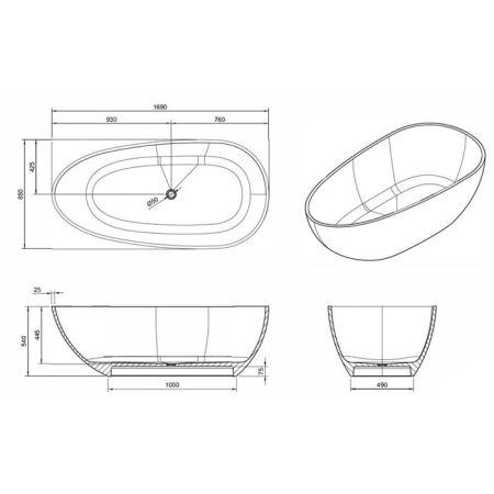 Knief EGG Shape Ванна отдельностоящая из полимерного материала 170x85x54 см, цвет Turmalin # 020, артикул 70002020