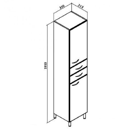 Шкаф пенал Runo 35 4620750021177 с бельевой корзиной R Белый, артикул 4620750021177