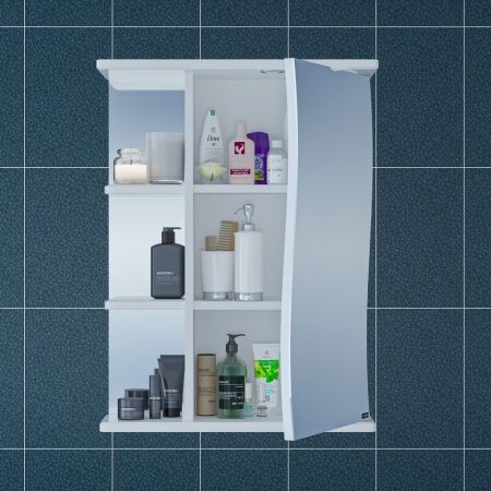 Зеркальный шкаф СаНта Волна 55 с подсветкой правый 101012