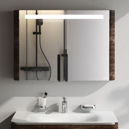 M30MCX1001NF Sensation, зеркало, зеркальный шкаф, 100 см, с подсветкой, орех, текстурированная, шт, артикул M30MCX1001NF