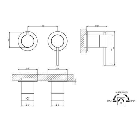 GESSI 316 Смеситель встраиваемый, однорычажный, с переключателем на 2 положения, внешняя часть, цвет Steel Brushed, артикул 54077#239