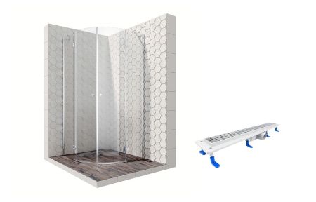 Душевой уголок Ambassador Diamond 12011102-ST8, полукруглый, линейный трап, 100х100, артикул 12011102-ST8