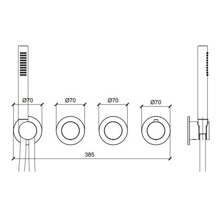 Смеситель для душа, Almar, Modular Push, на 2 потребителя, тип открывания воды-вентильный, тип регулирования воды-термостатический картридж, монтаж-настенный встраиваемый, отверстия для монтажа-4, внутренняя часть-необходимо заказать, цвет-оружейный метал, артикул E180433.GM